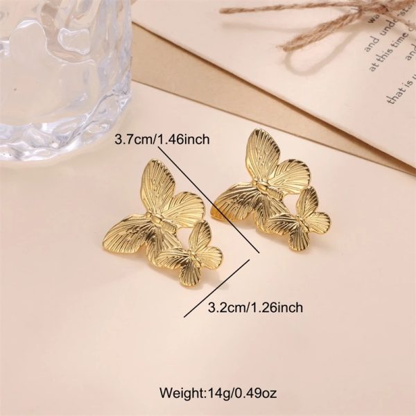 1 Pair Gold Butterfly Earrings Elegant Everyday Wear Chic European-and-american Style Earrings