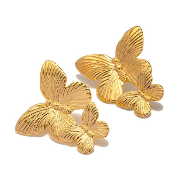 1 Pair Gold Butterfly Earrings Elegant Everyday Wear Chic European-and-american Style Earrings