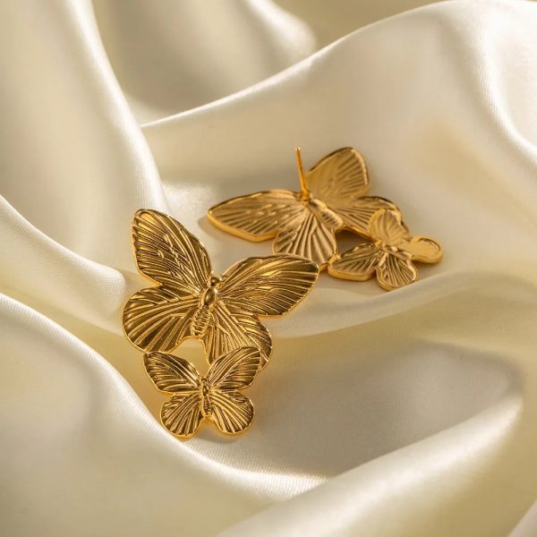 1 Pair Gold Butterfly Earrings Elegant Everyday Wear Chic European-and-american Style Earrings