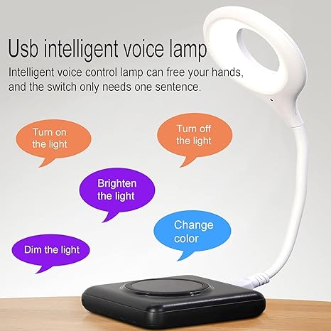 USB Talking Light | Smart Voice Control USB Light For Laptop, Sound Activated | Small Table Lamp, Flexible Goose Neck, For Bedroom, Bathroom, Hallway, Nursery, Kitchen Portable Outdoor Led Night Light