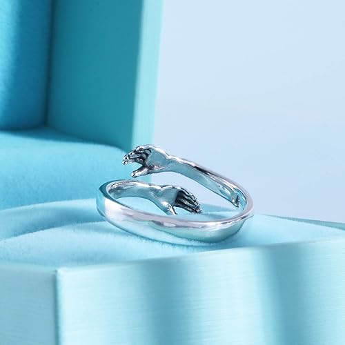 925 Silver I Love You Engraved Hug Ring Sterling Silver Adjustable Hugging Hand Ring