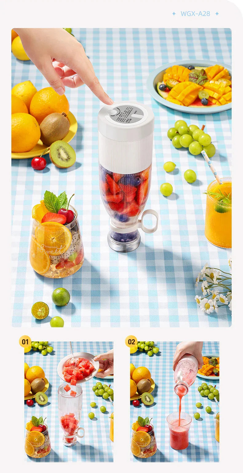 Mini Portable Blender Electric Fruit Juicer Mixers Extractors Multifunction Juice Maker Machine Blender Smoothies Mixer (Random Colors)