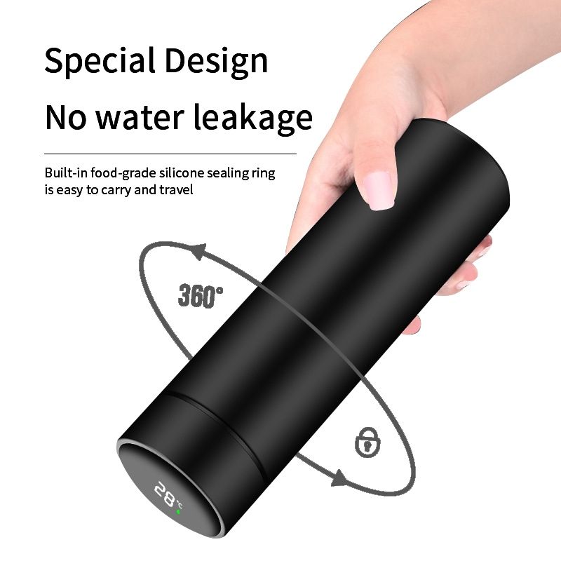 Temperature Display Vacuum Insulated Water Bottle 500ml Thermo Flask Made Of Premium Stainless Steel Coffee Cup (random Color)