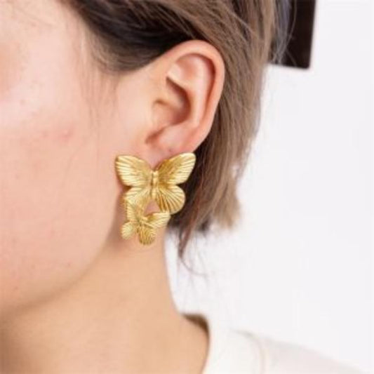 1 Pair Gold Butterfly Earrings Elegant Everyday Wear Chic European-and-american Style Earrings