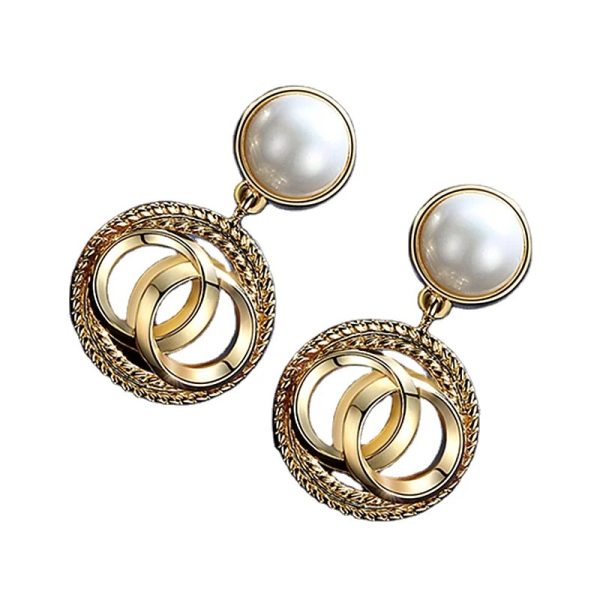 Pearl Stud With Circular Drop Earring European Style Earrings For Women