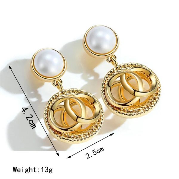 Pearl Stud With Circular Drop Earring European Style Earrings For Women