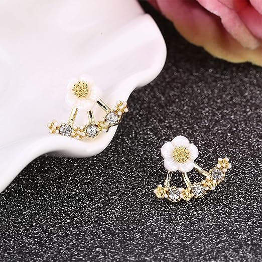 Daisy Back Hanging Stud Earrings | Flower Earrings Earrings Fresh Earrings Girls Earrings Jewelry For Women