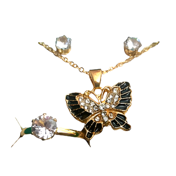 Golden Butterfly Jewellery Set Earrings And Rings Set For Girls