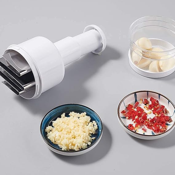 Manual Food Chopper, Handheld Chopper Slicer Dicer Mixer Stainless Steel Sharp Cutter Blades, Slap Press Chopper For Vegetables Onions Garlic Salad Herbs