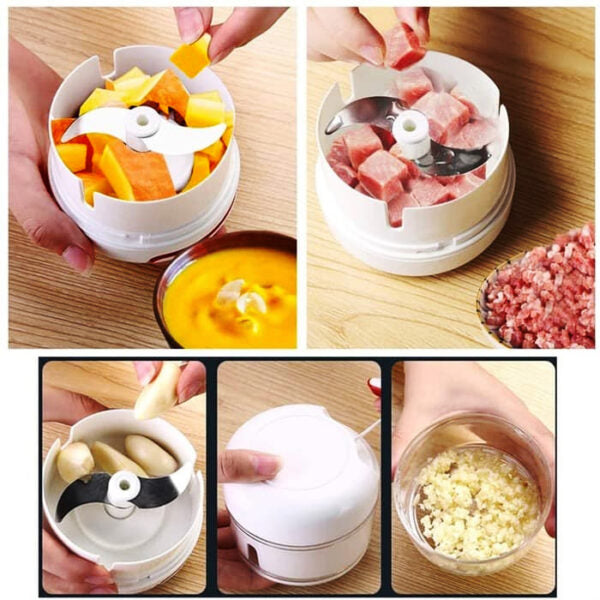 Mini Powerful Meat Grinder Hand-power Food Chopper Mincer Mixer Blender Chop Meat Fruit Vegetable Nuts Shredder (Random Color )