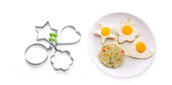 Pack Of 4 New Mold Style Fried Egg Pancake Shaper Omelet Mold Kitchen Accessories | Egg Shaper Kitchen Tools Star, Heart, Round, Flower Shaped Stainless Steel With Box Packing