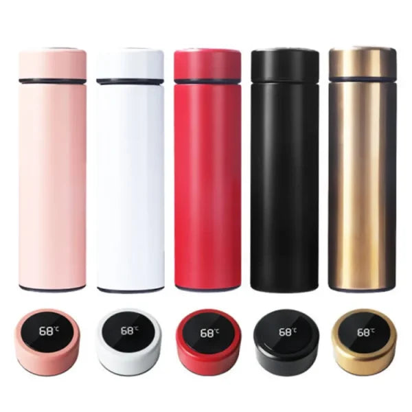 Temperature Display Vacuum Insulated Water Bottle 500ml Thermo Flask Made Of Premium Stainless Steel Coffee Cup (random Color)