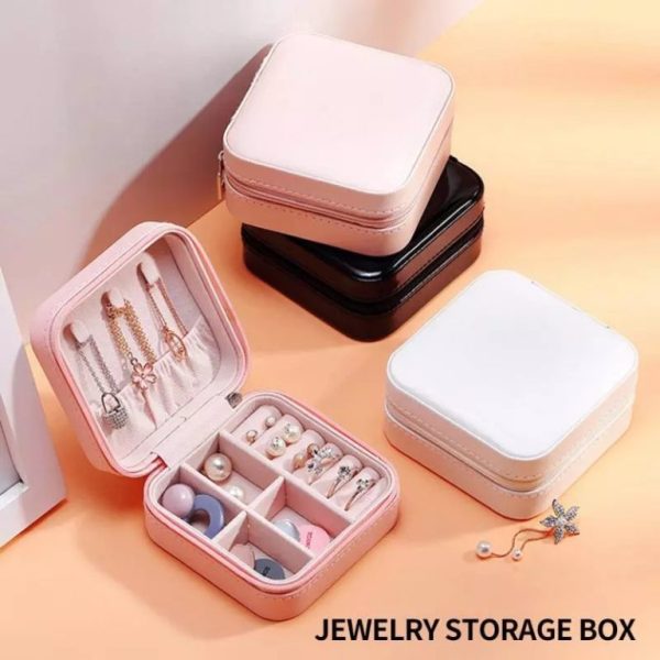 Travel Leather Pocket Jewelry Organizer With Box for ladies (Mix/ Random Color)